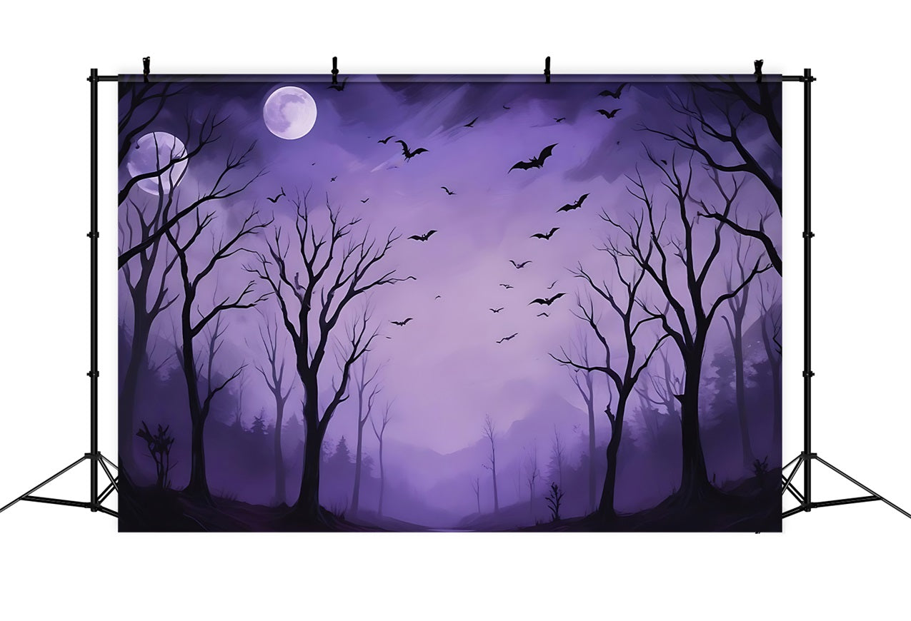 Halloween Backdrop Design Night Purple Haunted Forest Backdrop UK BRP10-217