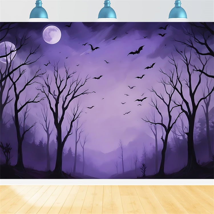 Halloween Backdrop Design Night Purple Haunted Forest Backdrop UK BRP10-217