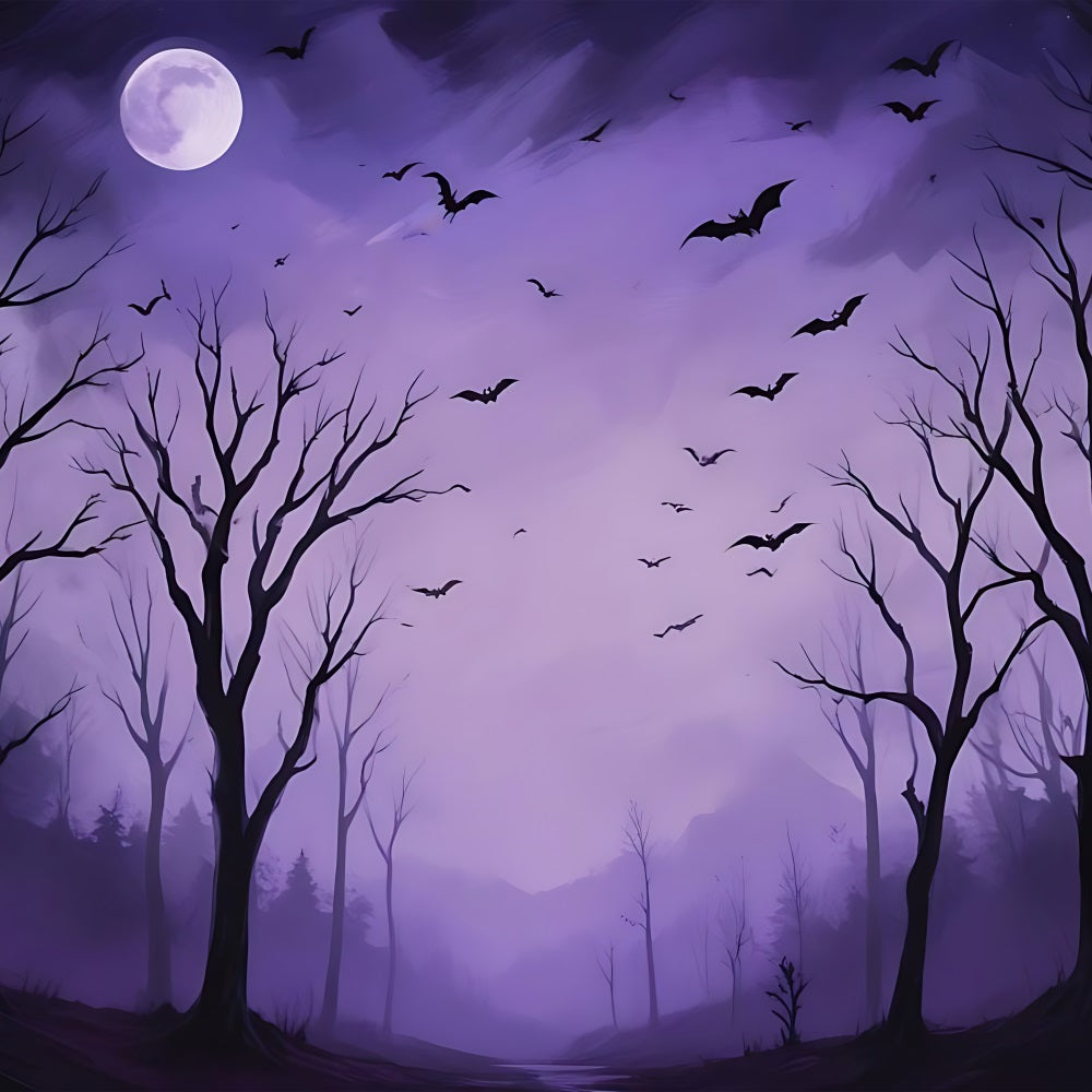 Halloween Backdrop Design Night Purple Haunted Forest Backdrop UK BRP10-217