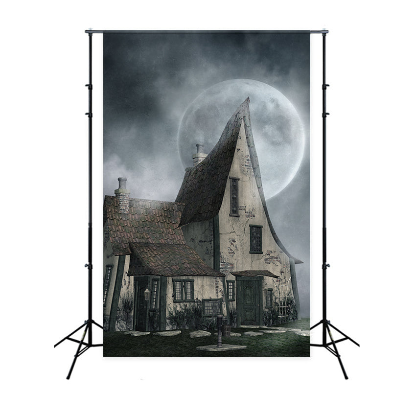 Backdrop For Halloween Haunted House Misty Moonlight Backdrop UK BRP10-221