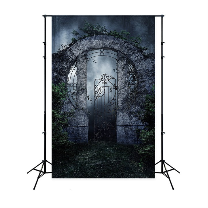 Photography Halloween Backdrop Spooky Iron Gate Vines Backdrop UK BRP10-223