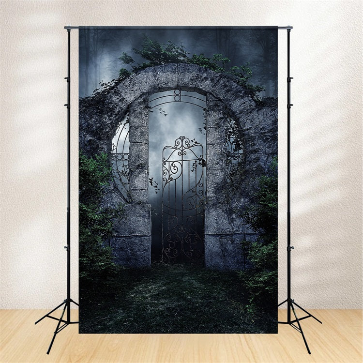 Photography Halloween Backdrop Spooky Iron Gate Vines Backdrop UK BRP10-223