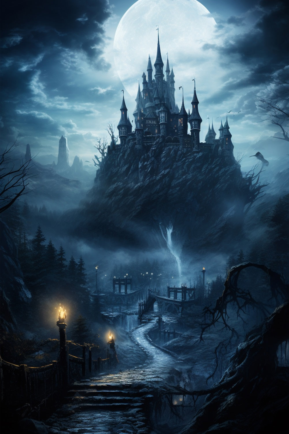 Backdrop Ideas For Halloween Gothic Castle Misty Mountain Backdrop UK BRP10-224