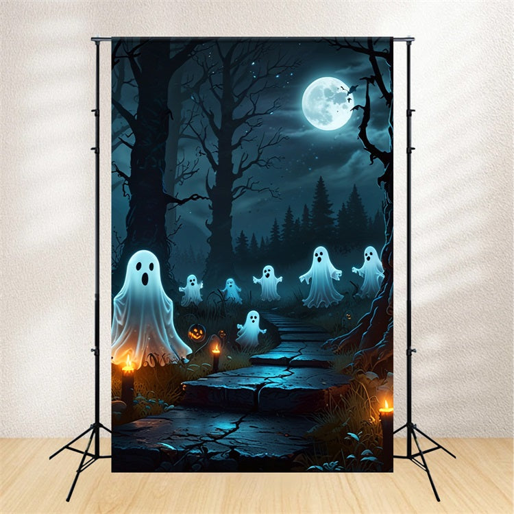 Photography Halloween Backdrops Spooky Ghosts Dark Forest Backdrop UK BRP10-228