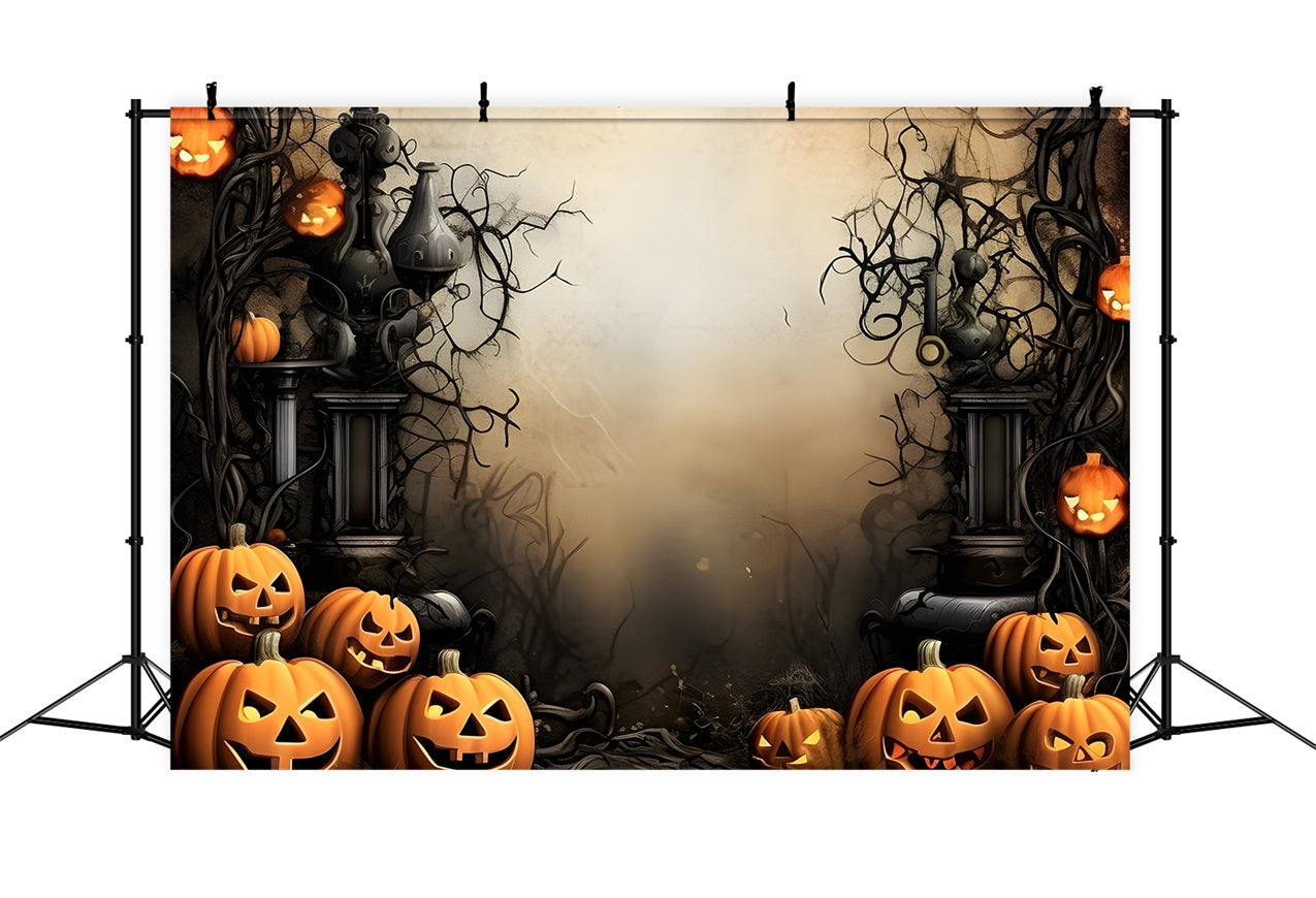 Halloween Backdrop Spooky Pumpkins Twisted Vines Backdrop UK BRP10-231