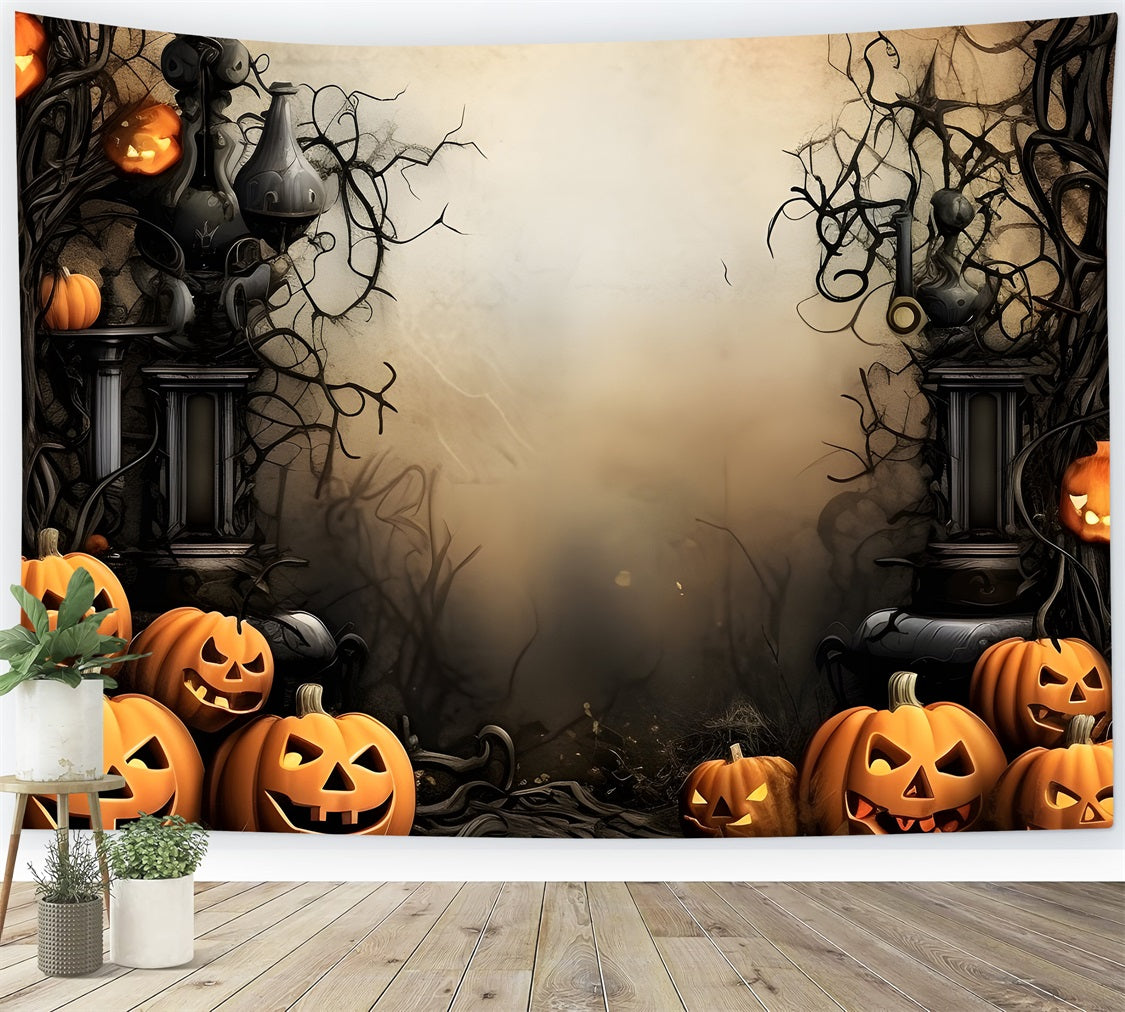 Halloween Backdrop Spooky Pumpkins Twisted Vines Backdrop UK BRP10-231