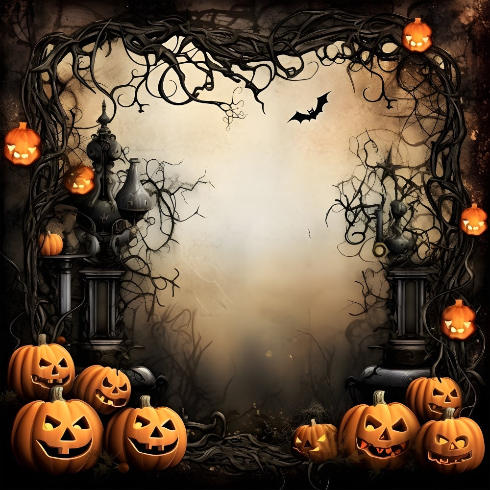 Halloween Backdrop Spooky Pumpkins Twisted Vines Backdrop UK BRP10-231