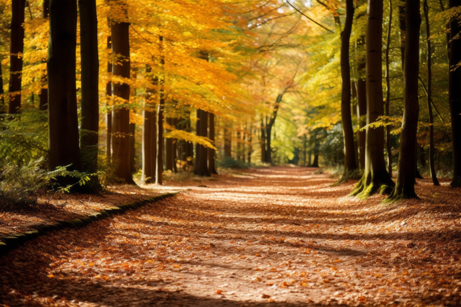 Fall Backdrop Autumn Forest Park Path Scenic Backdrop UK BRP10-235