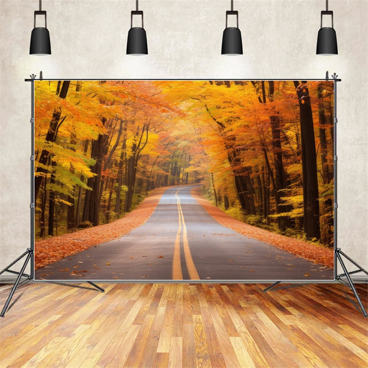 Fall Background Scenic Fall Forest Driveway Road Backdrop UK BRP10-236