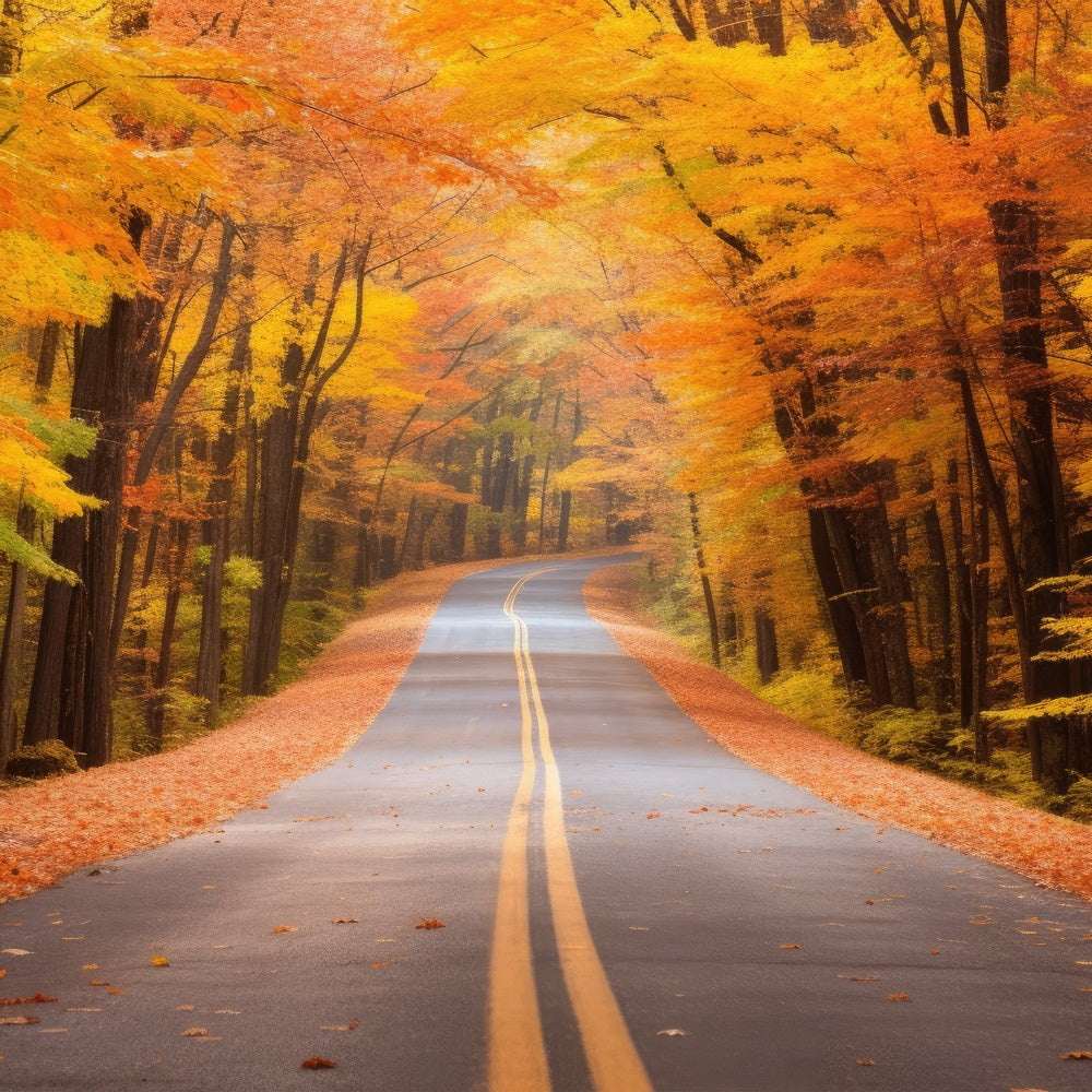 Fall Background Scenic Fall Forest Driveway Road Backdrop UK BRP10-236