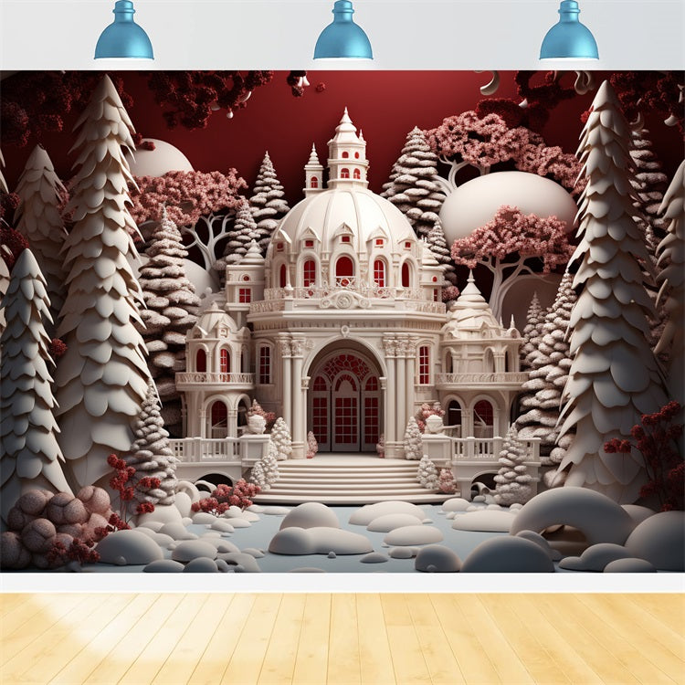 Winter Fairy Tale Castle Amid Snow-Covered Forest Backdrop UK BRP10-24