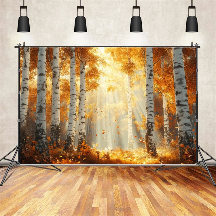 Fall Photography Backdrops Sunbeams Through Birch Backdrop UK BRP10-240