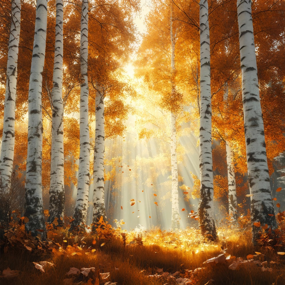 Fall Photography Backdrops Sunbeams Through Birch Backdrop UK BRP10-240