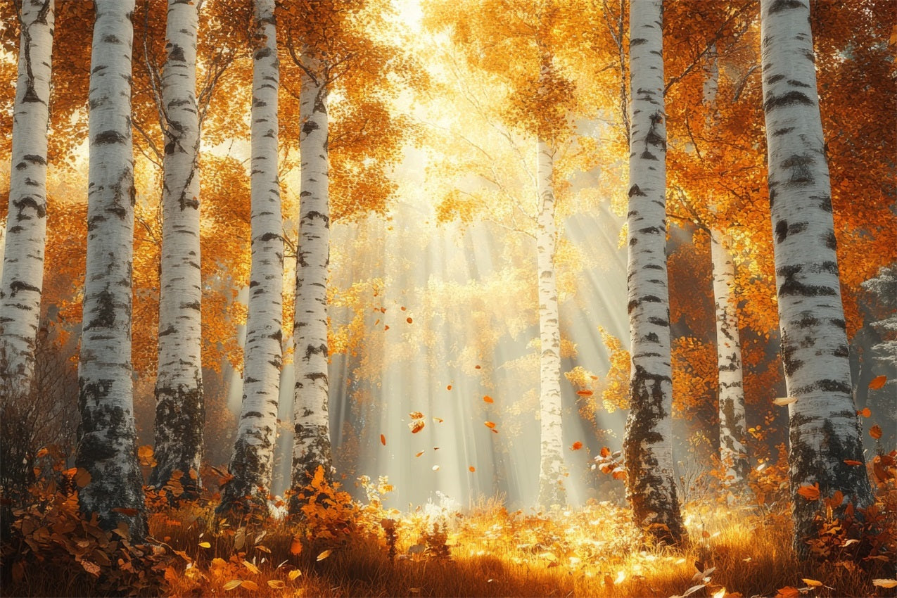 Fall Photography Backdrops Sunbeams Through Birch Backdrop UK BRP10-240