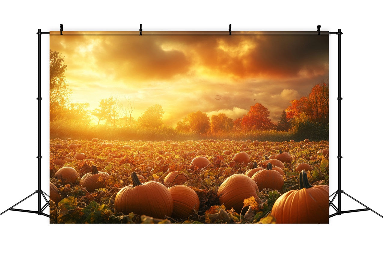 Fall Backdrops Sunset Glow Pumpkin Patch Backdrop UK BRP10-242