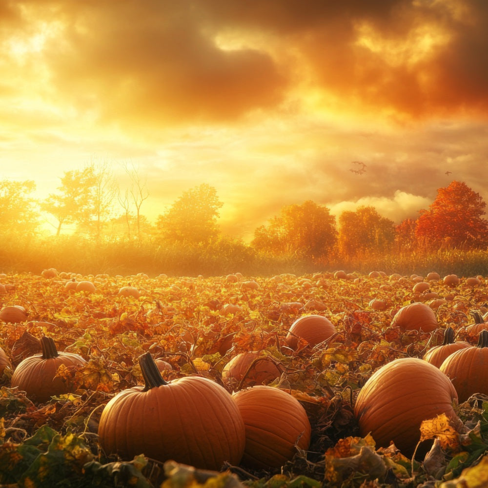 Fall Backdrops Sunset Glow Pumpkin Patch Backdrop UK BRP10-242