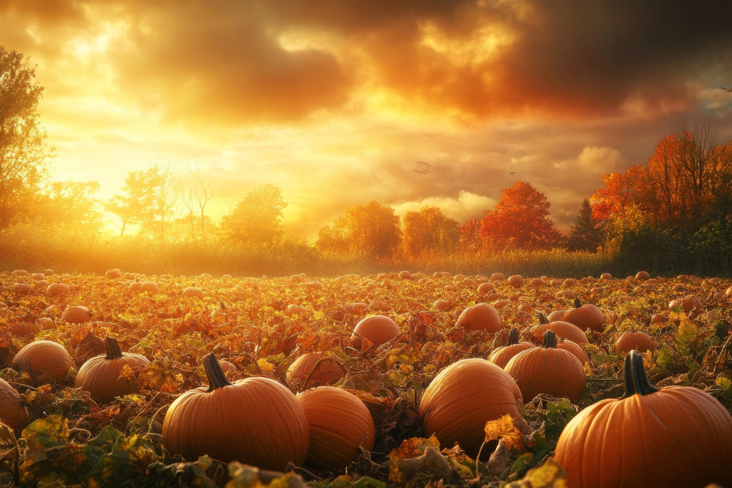 Fall Backdrops Sunset Glow Pumpkin Patch Backdrop UK BRP10-242