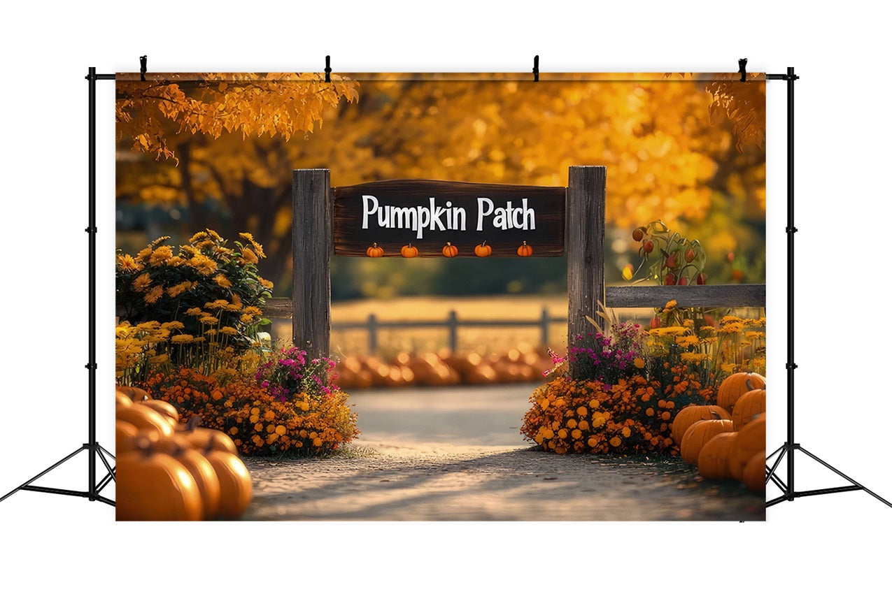 Fall Theme Background Flowers Pumpkin Patch Backdrop UK BRP10-244