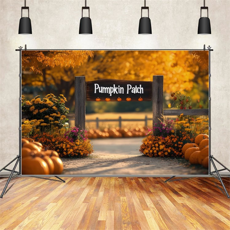 Fall Theme Background Flowers Pumpkin Patch Backdrop UK BRP10-244