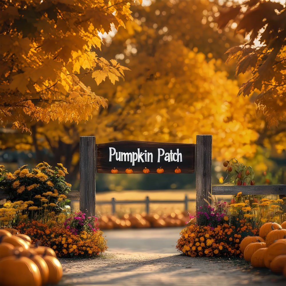 Fall Theme Background Flowers Pumpkin Patch Backdrop UK BRP10-244