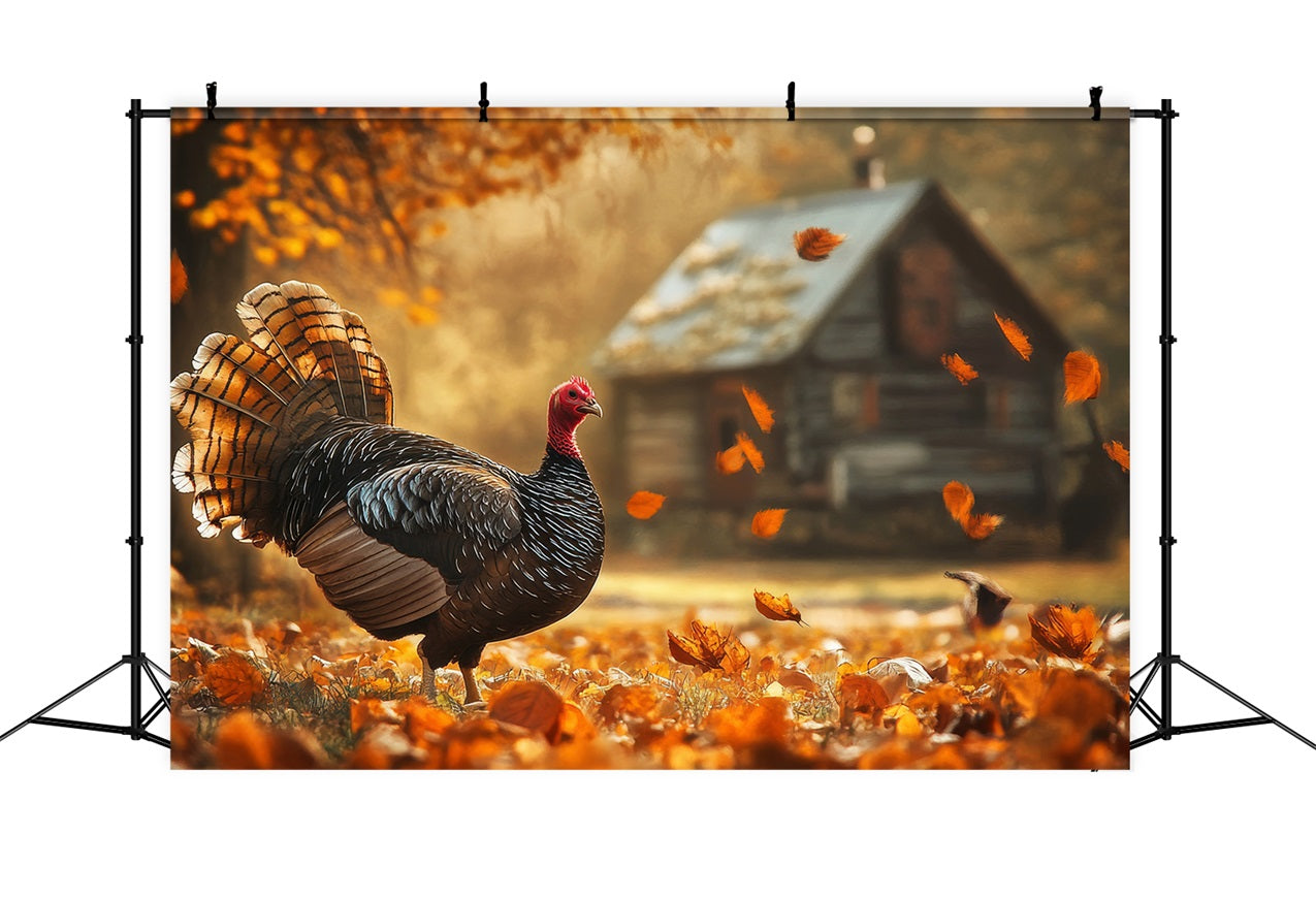 Fall Backdrop Ideas Rustic Cabin Turkey Leaves Backdrop UK BRP10-245