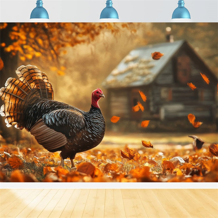 Fall Backdrop Ideas Rustic Cabin Turkey Leaves Backdrop UK BRP10-245