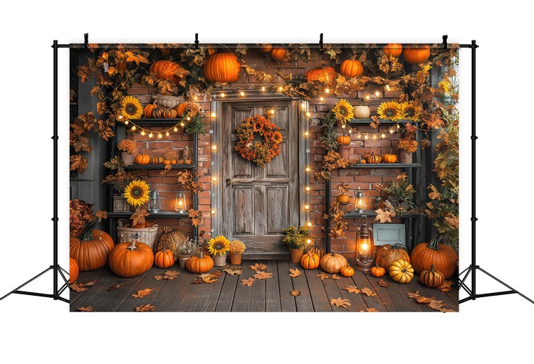 Fall Backdrop Photography Rustic Door Pumpkin Decor Backdrop UK BRP10-247