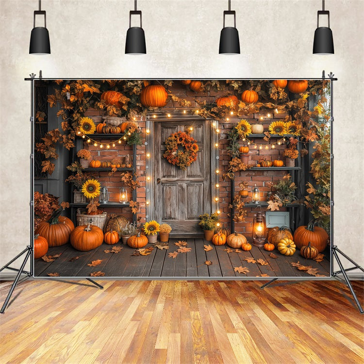 Fall Backdrop Photography Rustic Door Pumpkin Decor Backdrop UK BRP10-247