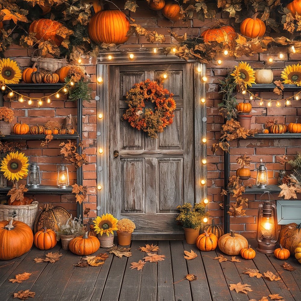 Fall Backdrop Photography Rustic Door Pumpkin Decor Backdrop UK BRP10-247