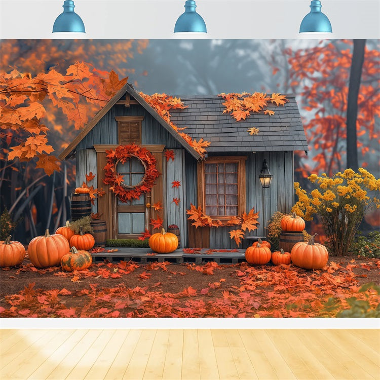 Fall Backdrop Photography Little Cabin Autumn Forest Backdrop UK BRP10-248