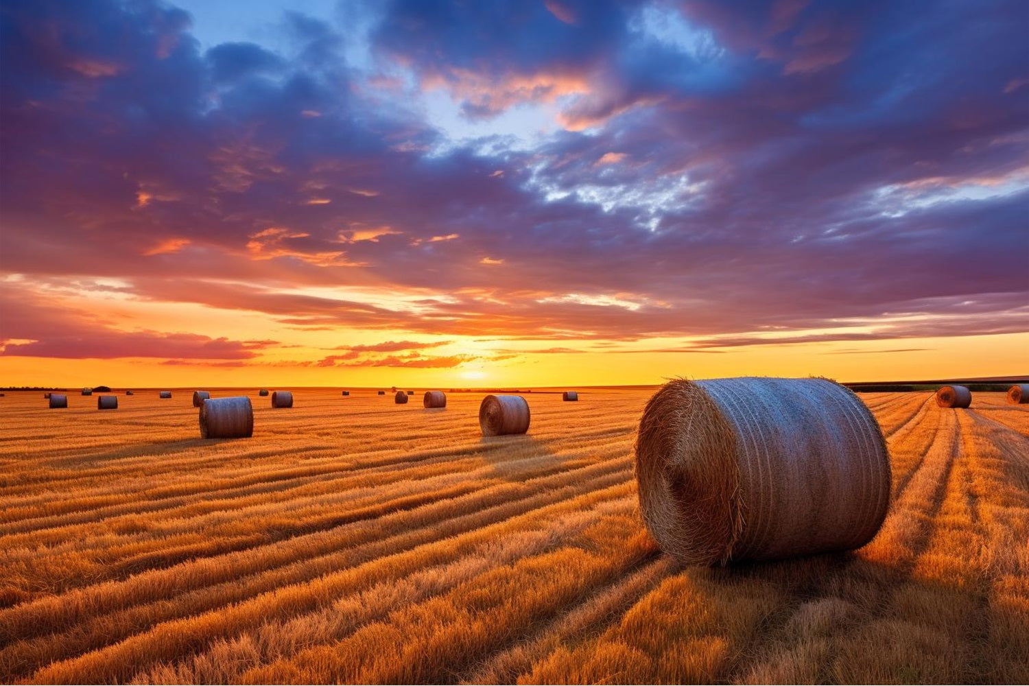 Fall Photo Backdrop Hay Bales Twilight Backdrop UK BRP10-254