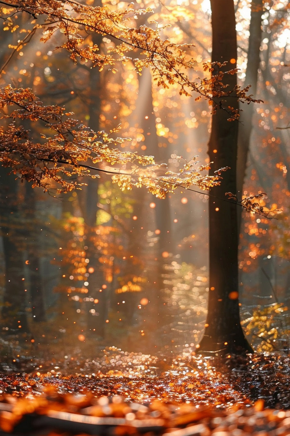 Autumn Photo Backdrops Forest Shimmering Sunbeams Backdrop UK BRP10-263