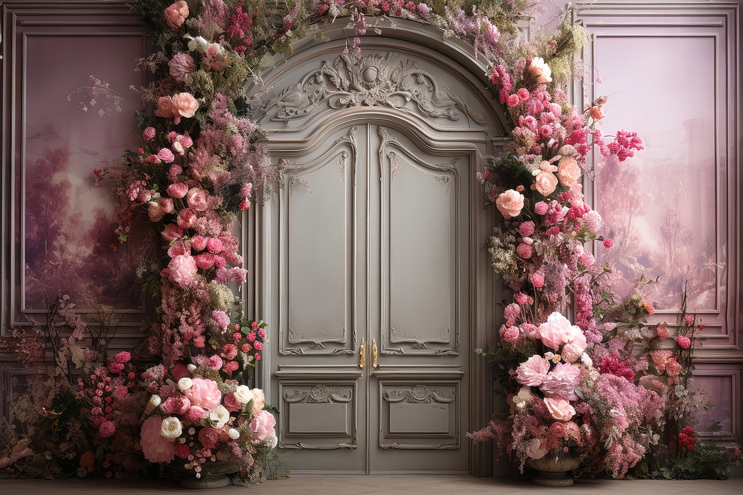 Retro Photography Backdrops Pink Floral Decor Backdrop UK BRP10-284