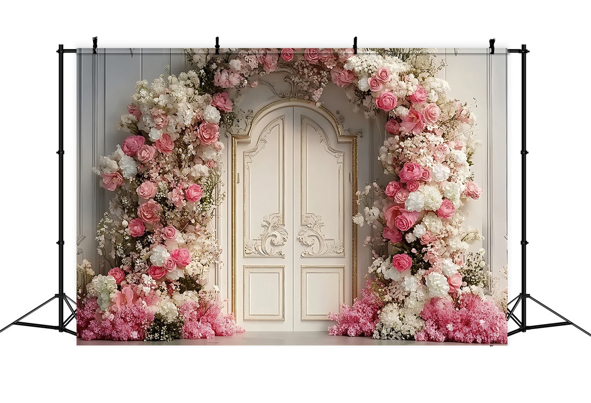 Arch Wall Photo Backdrop Flower White Doors Backdrop UK BRP10-285