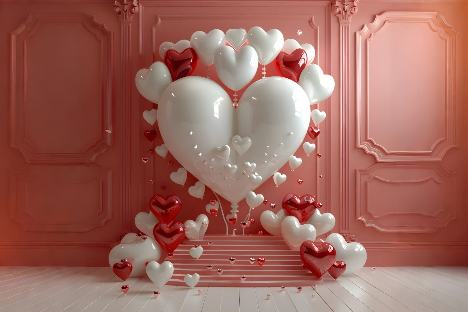 Retro Theme Backdrop Heart Balloon Backdrop UK BRP10-286