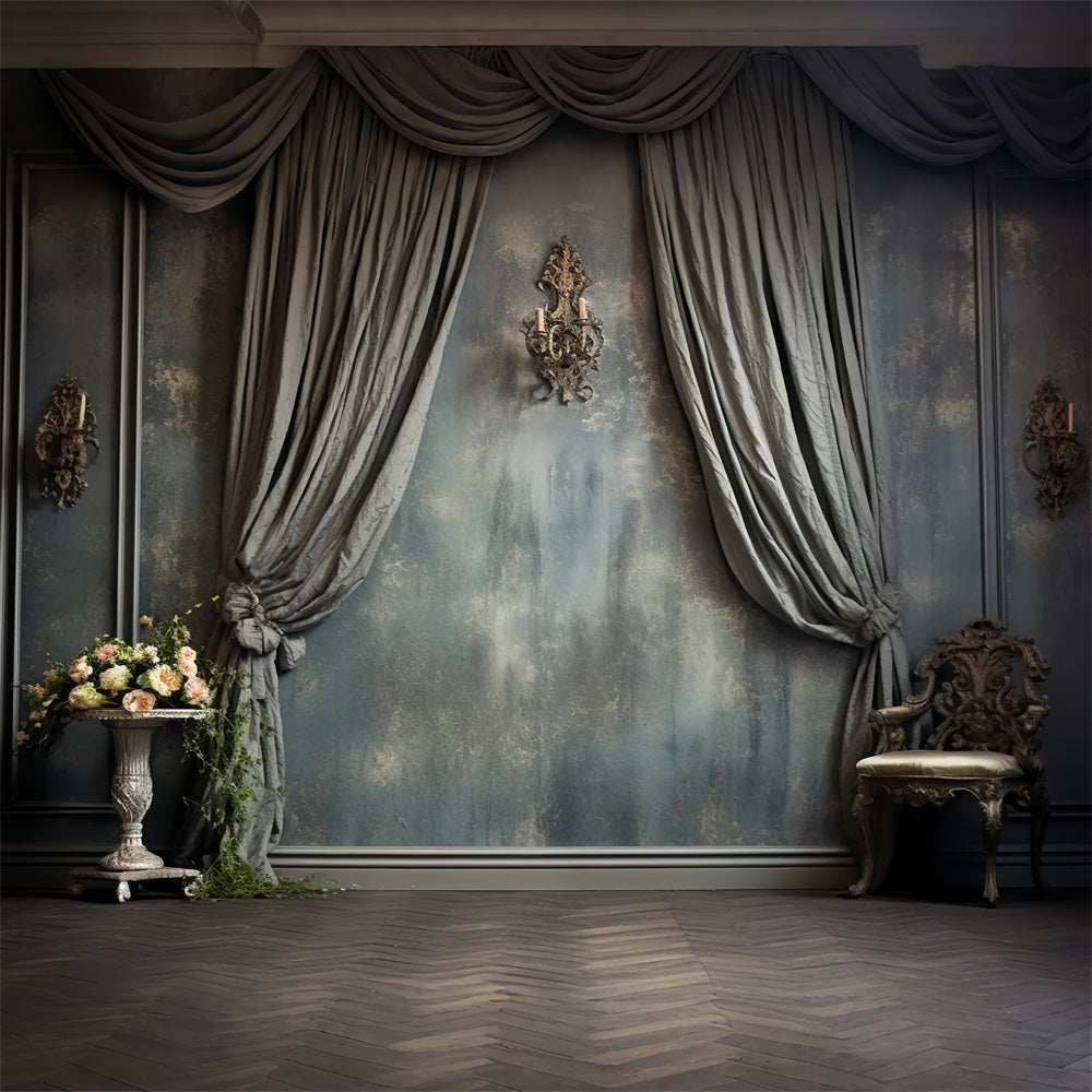 Retro Wall Backdrops Blue Gray Backdrop UK BRP10-293