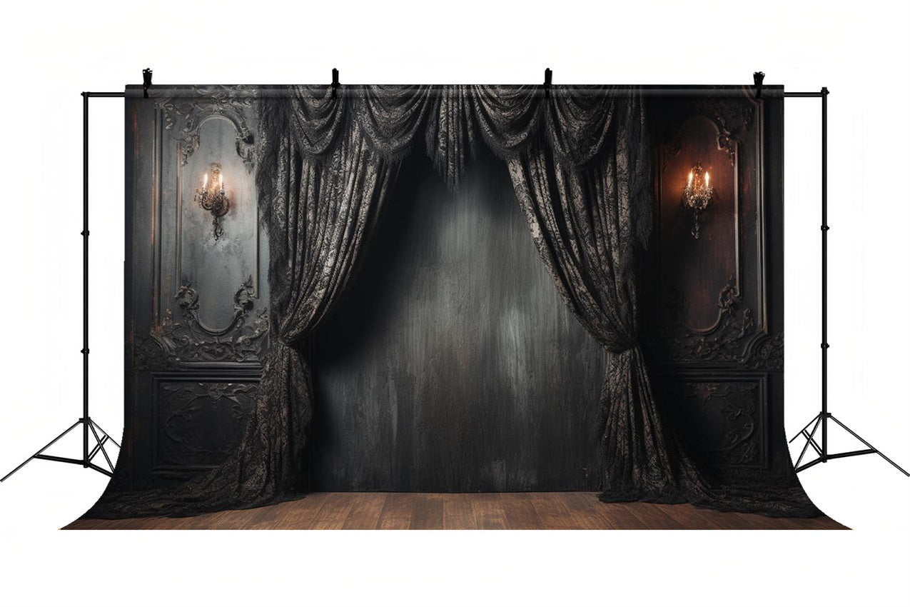 Vintage Wall Photography Backdrop Ornate Black Lace Backdrop UK BRP10-295