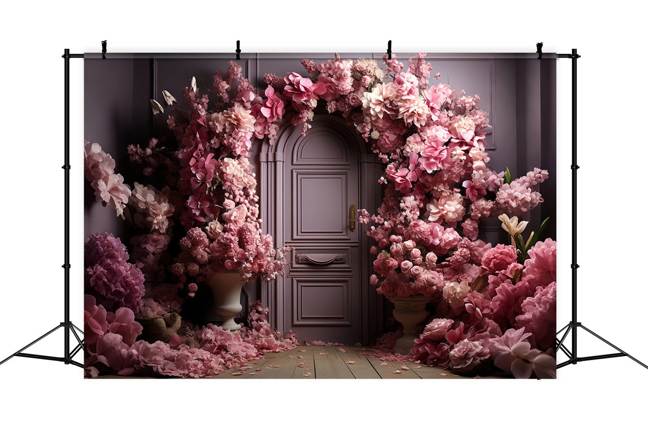 Arch Pink Wall Backdrop Floral Elegant Design Backdrop UK BRP10-296