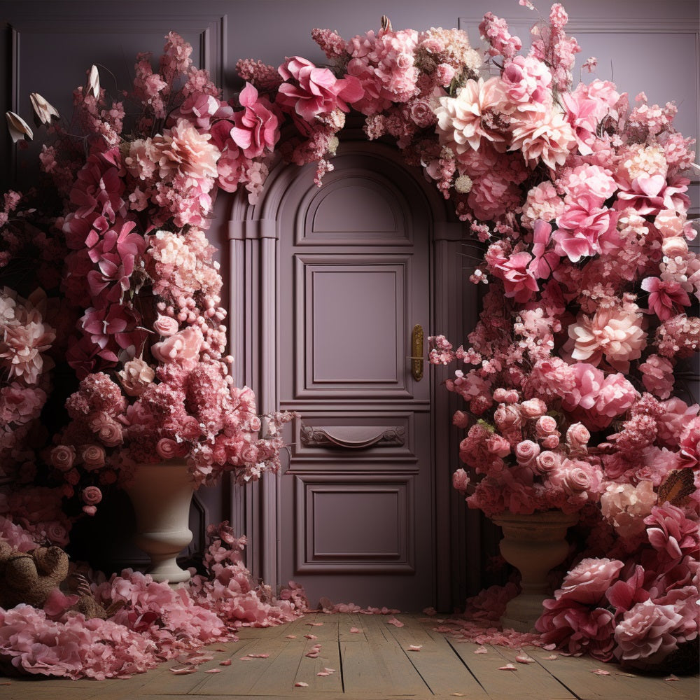 Arch Pink Wall Backdrop Floral Elegant Design Backdrop UK BRP10-296