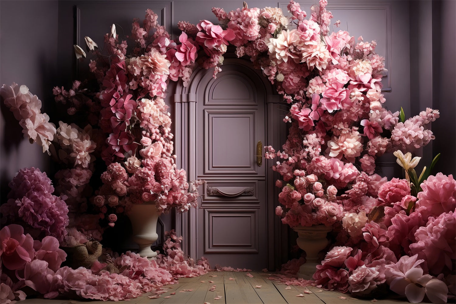 Arch Pink Wall Backdrop Floral Elegant Design Backdrop UK BRP10-296