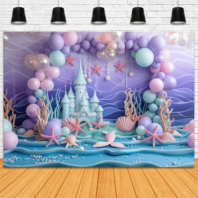 Birthday Backdrop Undersea World Castle Photography Backdrop UK BRP10-299