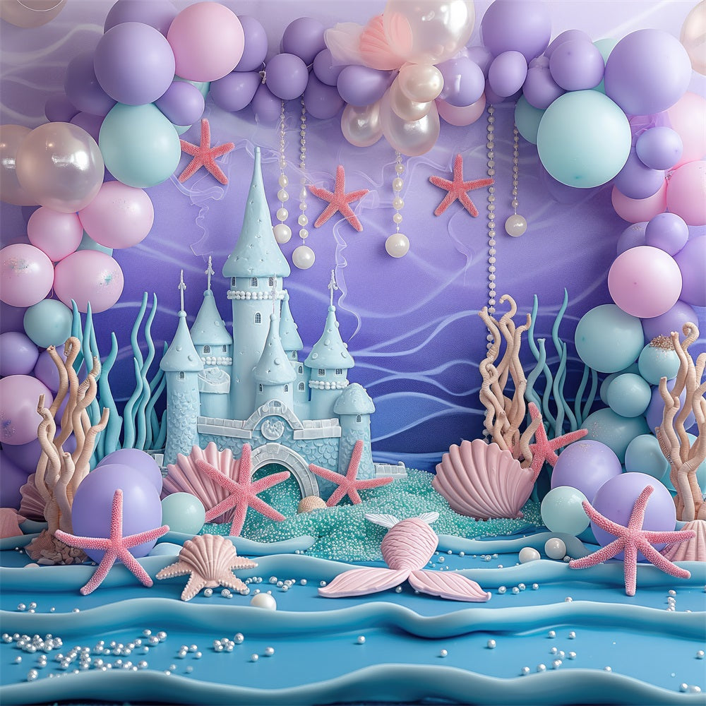 Birthday Backdrop Undersea World Castle Photography Backdrop UK BRP10-299