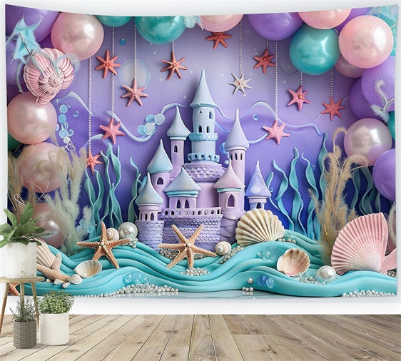 Birthday Backdrops Ocean Castle Starfish Backdrop UK BRP10-300