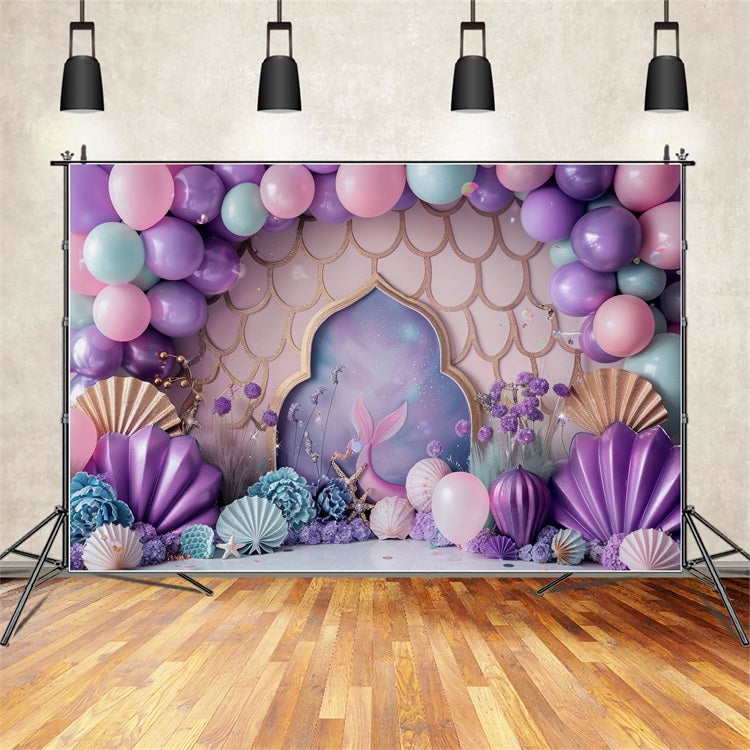 Happy Birthday Background Mermaid Tail Castle Backdrop UK BRP10-301