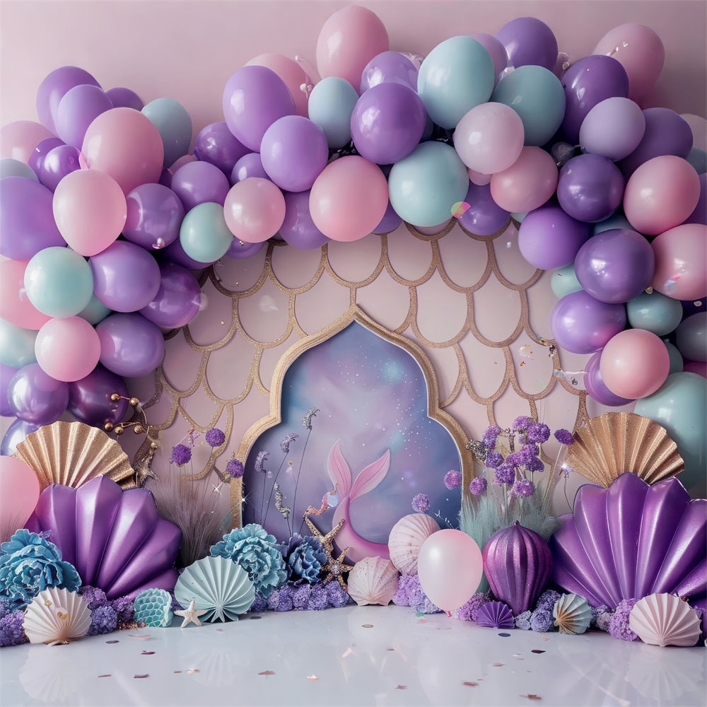 Happy Birthday Background Mermaid Tail Castle Backdrop UK BRP10-301