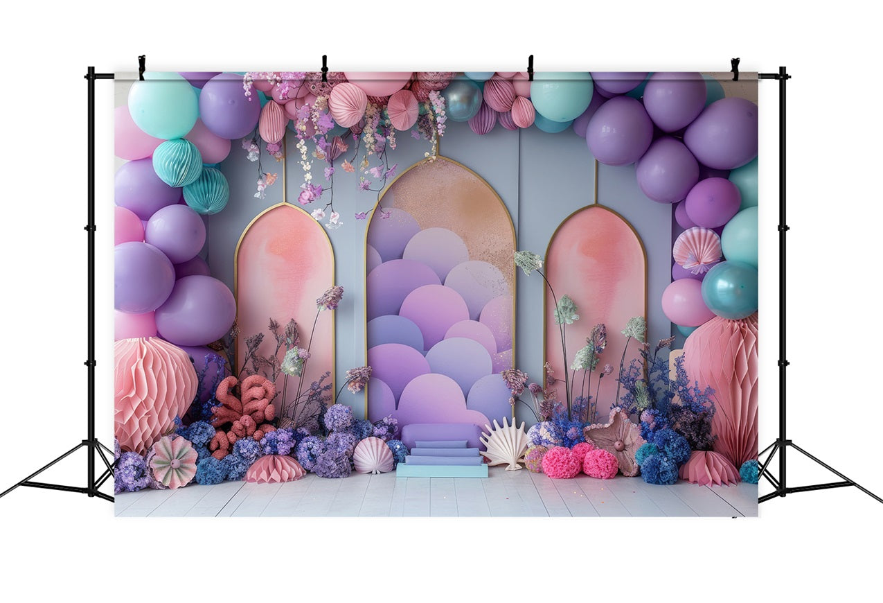 Birthday Background Pastel Balloon Party Backdrop UK BRP10-302