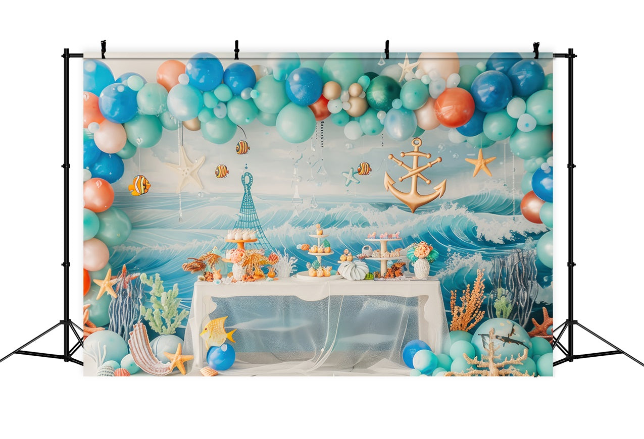 Birthday Backdrop Nautical Anchor Ocean-Themed Backdrop UK BRP10-307