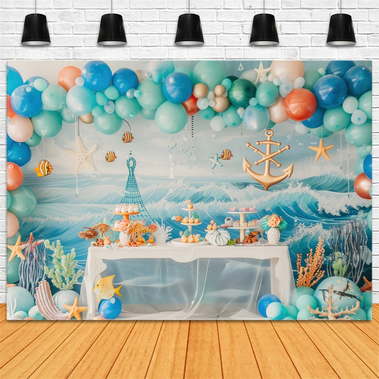 Birthday Backdrop Nautical Anchor Ocean-Themed Backdrop UK BRP10-307