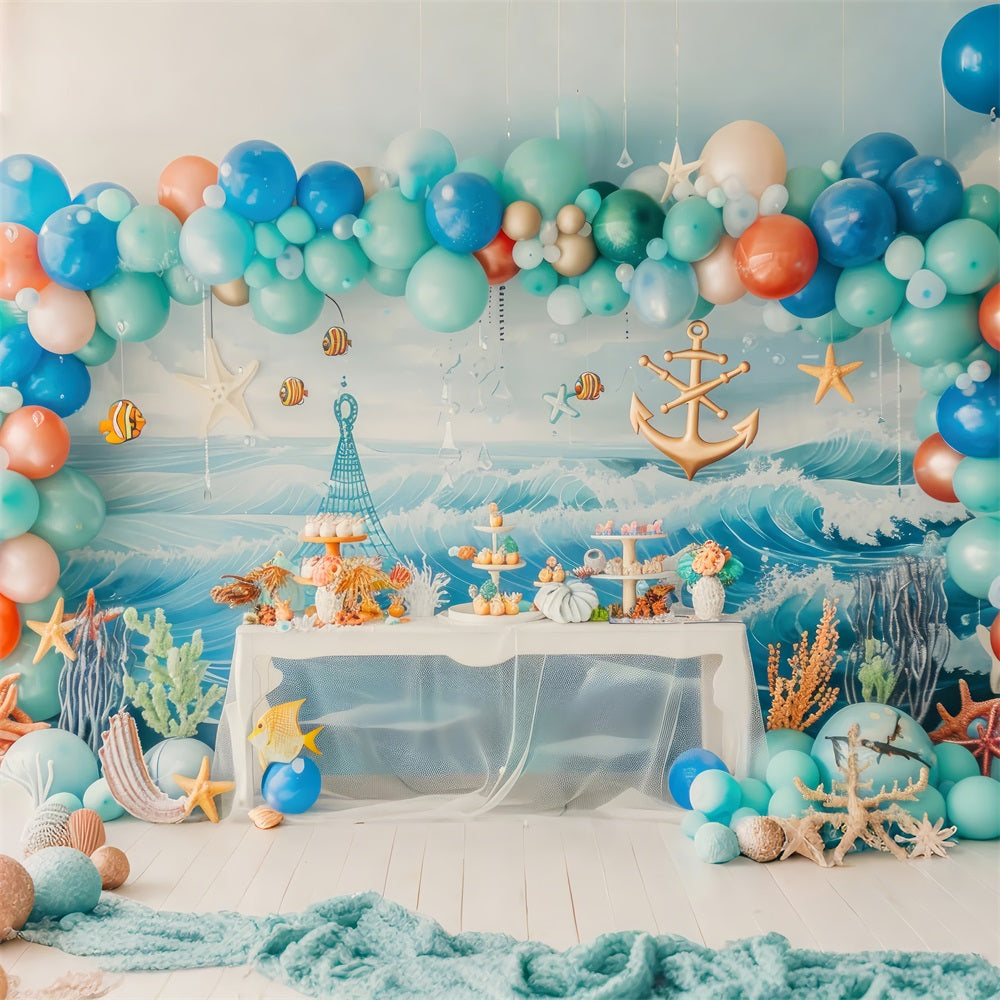 Birthday Backdrop Nautical Anchor Ocean-Themed Backdrop UK BRP10-307