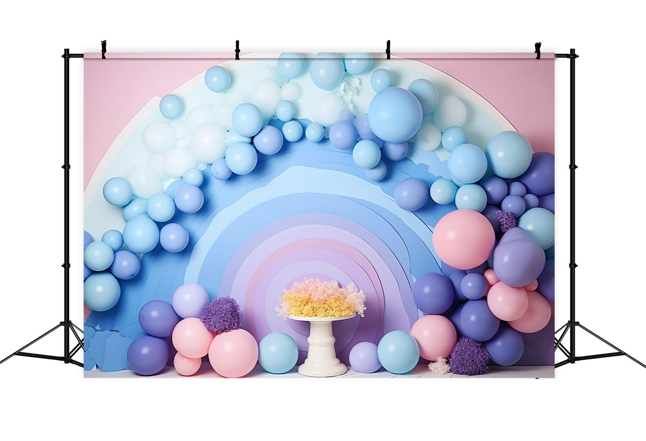 Birthday Backdrop Ideas Pastel Rainbow Balloon Backdrop UK BRP10-309